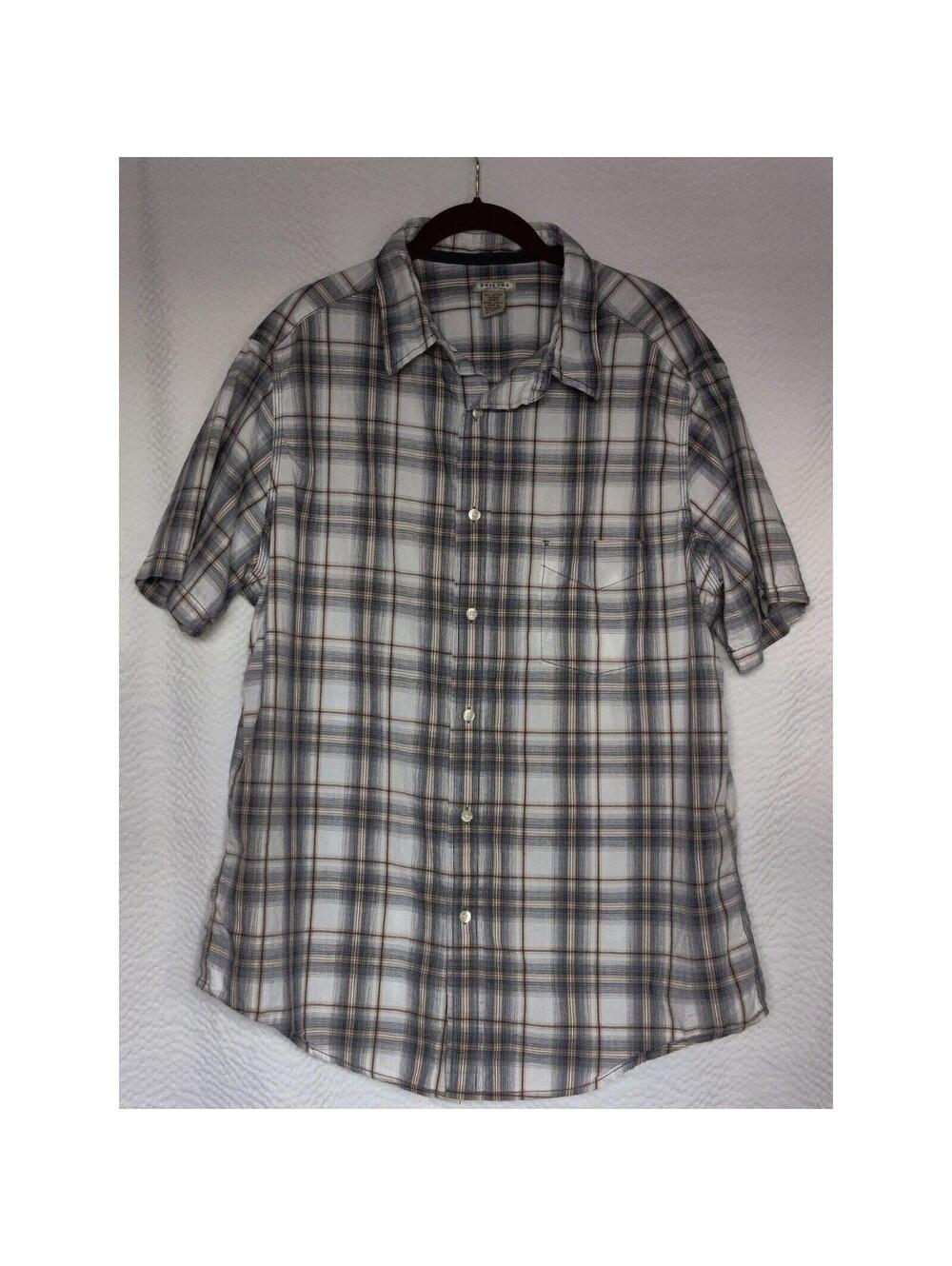 Men Arizona Shirt Adult Large Cotton Plaid Short Sleeve Button Down